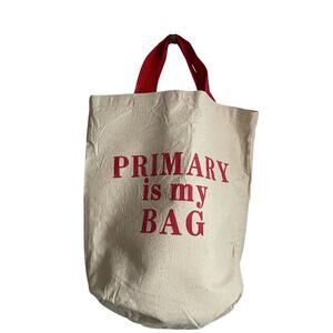 Vintage Primary Is My Bag Natural Cotton Canvas Tote Red